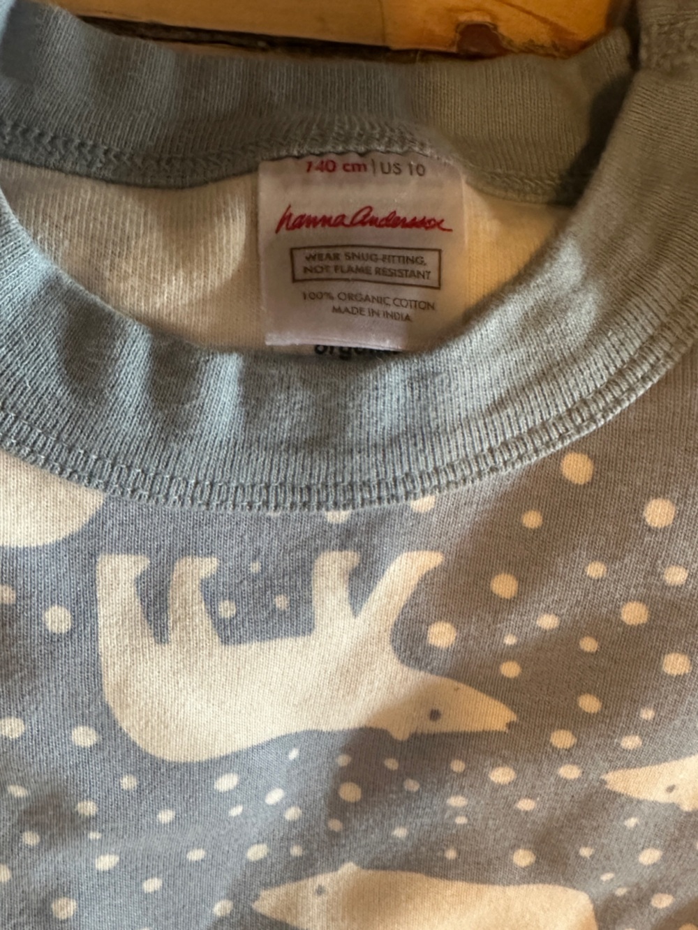 Hanna Andersson polar bear pajama set top bottom kids size 10 / 140 blue white